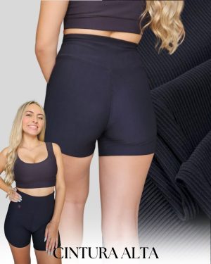 Shorts Canelado Preto