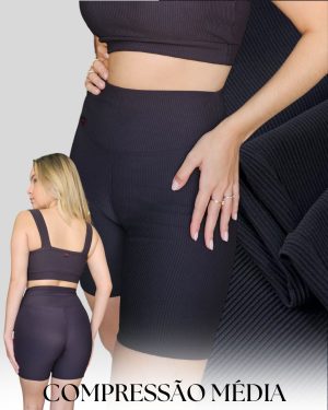 Meia coxa Canelado Preto