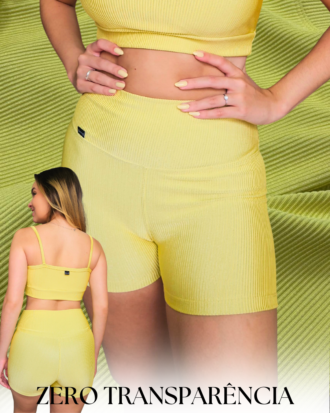 Shorts Canelado Amarelo