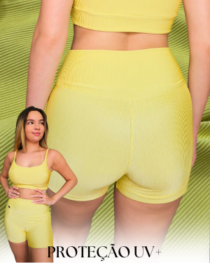 Alternative view of Shorts Canelado Amarelo