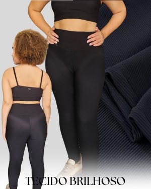 Legging canelada Preta com Brilho