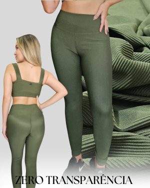 Legging Canelado Verde Militar