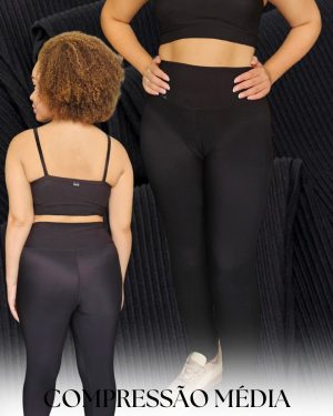 Alternative view of Legging canelada Preta com Brilho