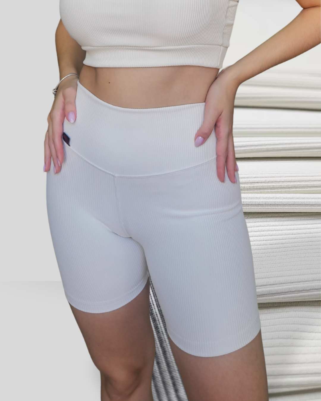 Meia Coxa Canelado Black-Out Paris Off White