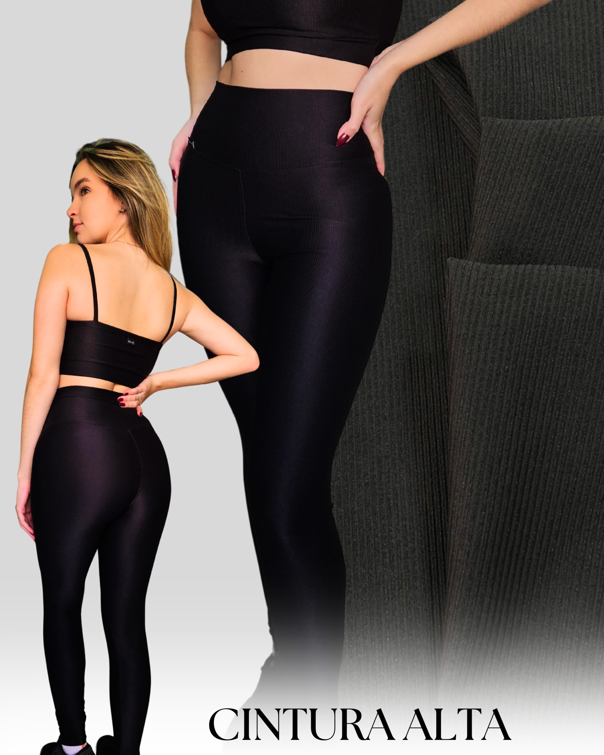 Legging Microcanelada Preto