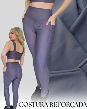 Legging Lisa Cinza com Bolso