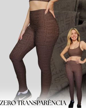 Legging Texturizada Marrom Acinzentado