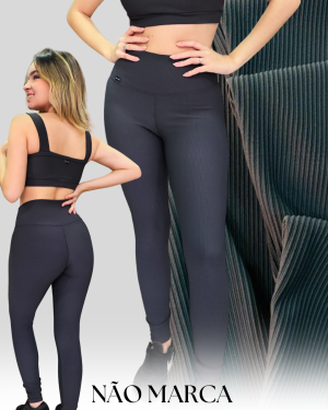 Alternative view of Legging Canelada Cinza Chumbo