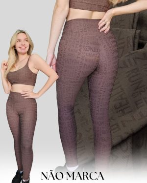 Alternative view of Legging Texturizada Marrom Acinzentado
