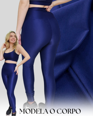 Alternative view of Legging Microcanelado Azul Marinho