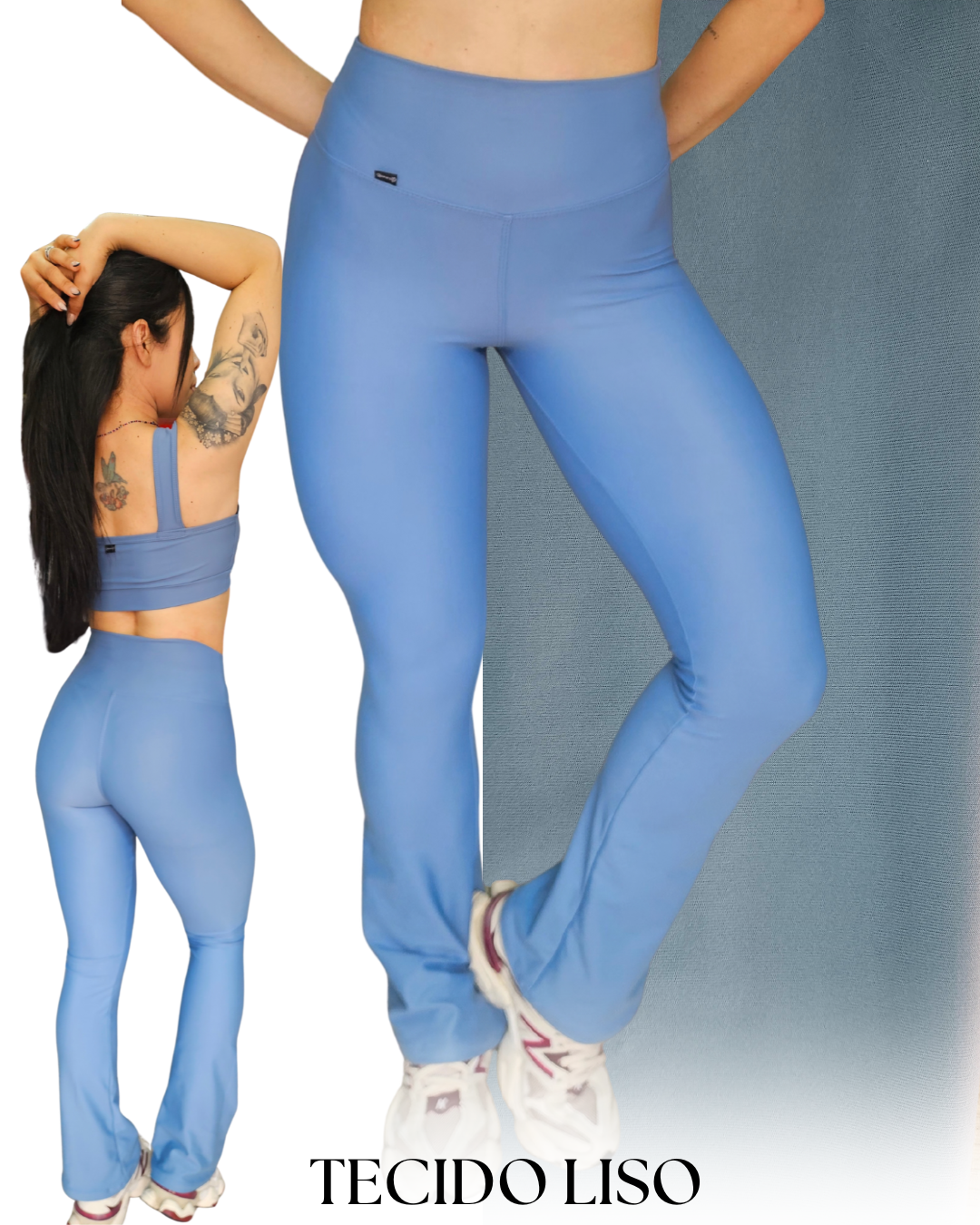 Legging Bailarina em Poliamida Aerobic Power Azul Jeans