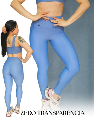 Legging em Poliamida Aerobic Power Azul Jeans