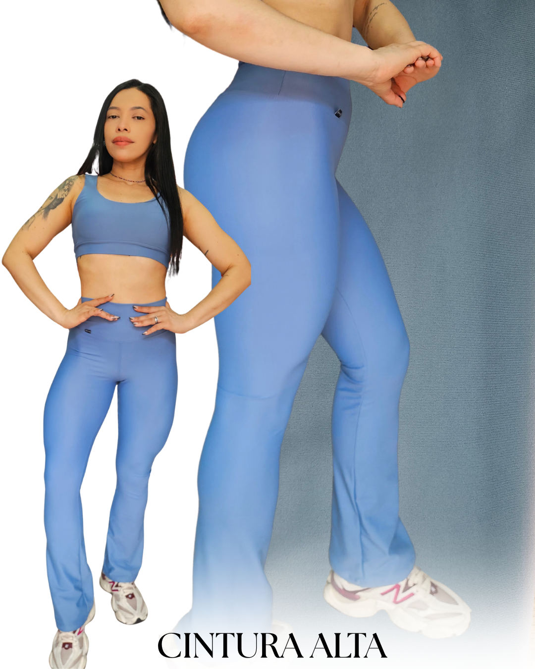 Legging Bailarina em Poliamida Aerobic Power Azul Jeans - Imagem 2